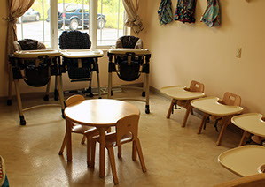 Our Infant Care Center is brightly lit, warm, and clean.&nbsp; What a wonderful place for your little one!